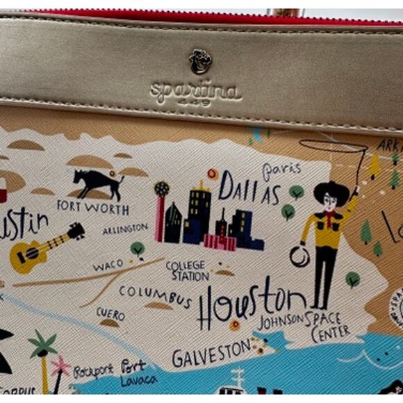 Spartina 449 Texas Lover Crossbody Bag Gold Trim Purse - Picture 3 of 9